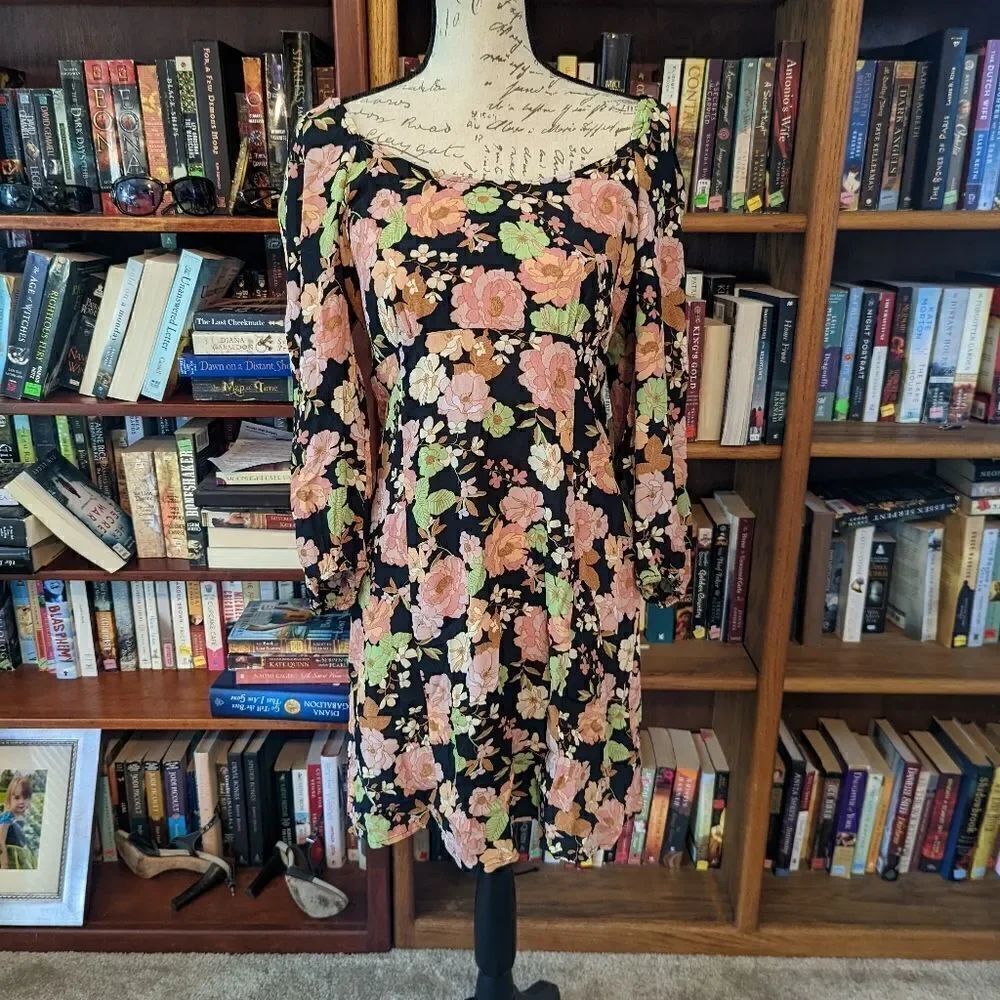 SANCTUARY floral long sleeve mini dress nwt s